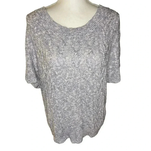 Nine West Jeans Women’s Small Blue & Cream‎ Off The Shoulder Slouchy Sweater - Picture 1 of 4